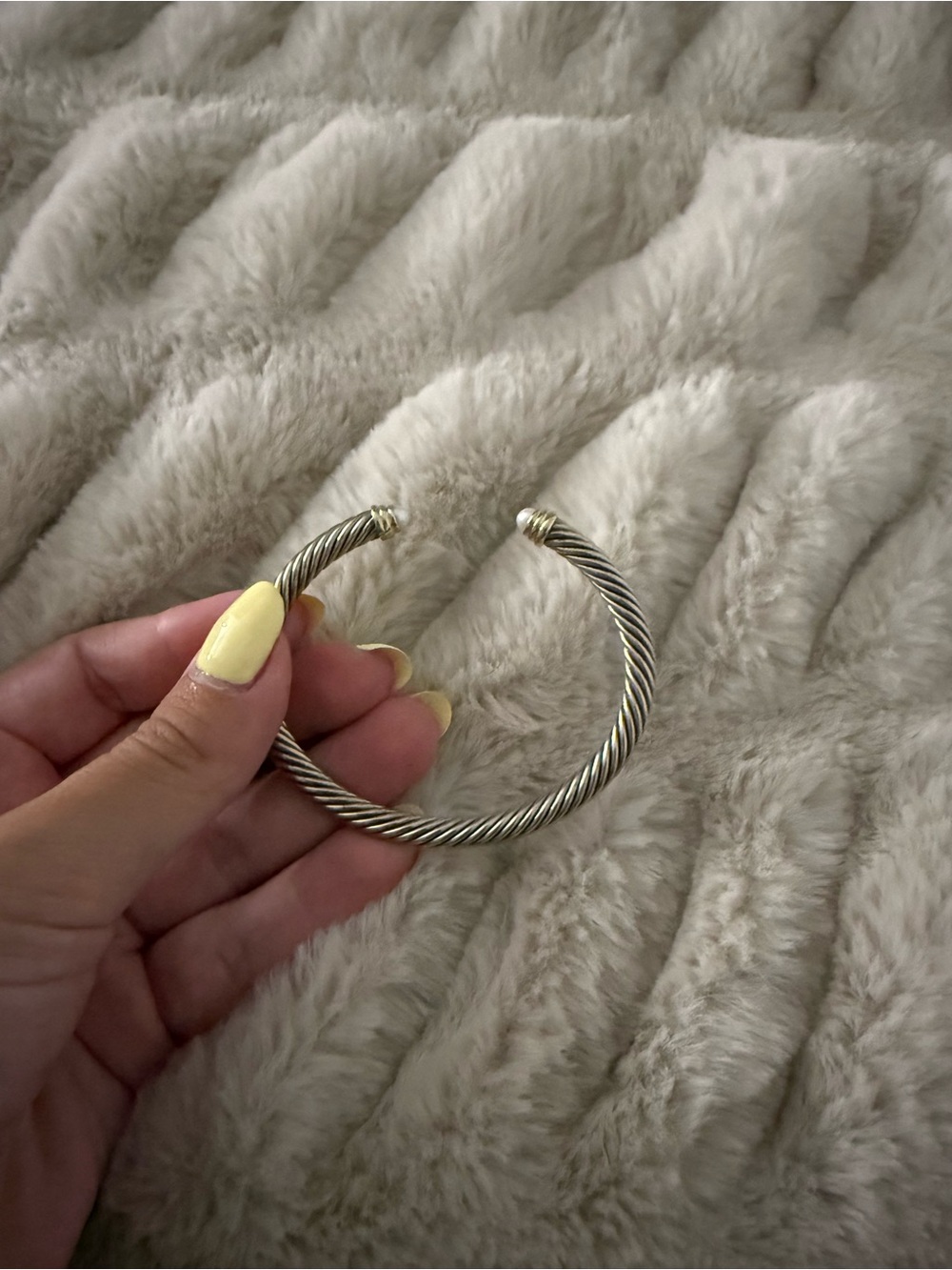 David Yurman Silver-Tone Twisted Cable Cuff with Gold Ends